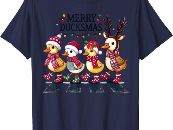 Merry duckmas funny duck lovers santa hat lights christmas t-shirt