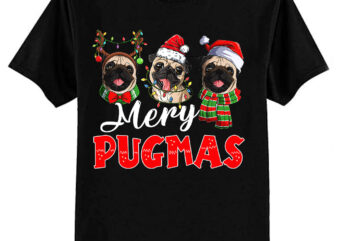 Merry Pugmas Funny Dog Christmas T-Shirt ltsp