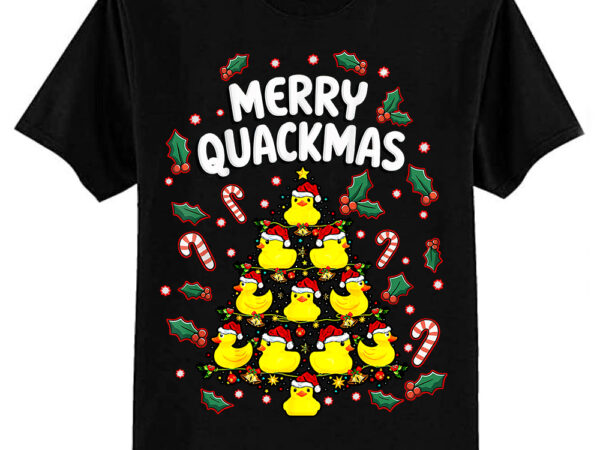 Merry quackmas funny lighting santa hat rubber duck christmas tree t-shirt ltsp