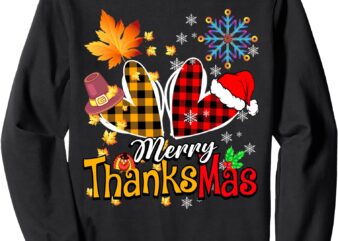 Merry Thanksmas Thanksgiving Christmas Heart Plaid Lover Sweatshirt