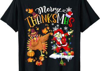 Merry Thanksmas Thanksgiving Christmas, Turkey Santa Dabbing T-Shirt