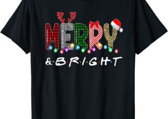 Merry and Bright Christmas Lights Funny Family Christmas T-Shirt