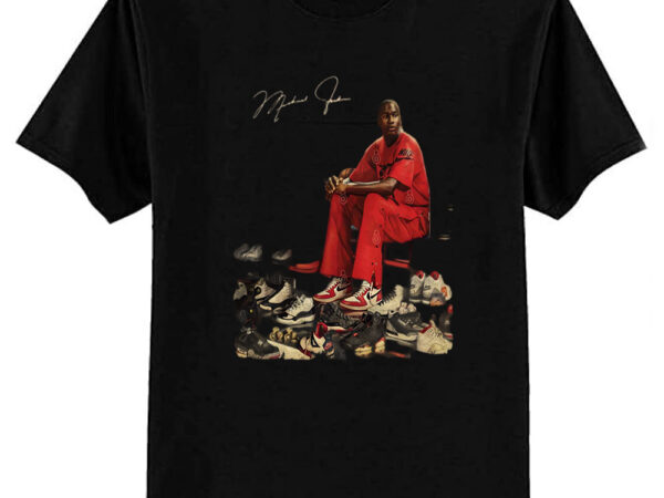 Michael jordan with the legend sneakers t-shirt