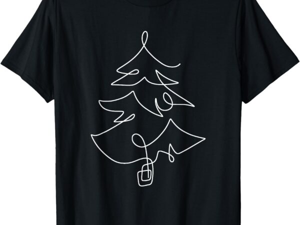 Minimalist christmas tree line art holiday t-shirt