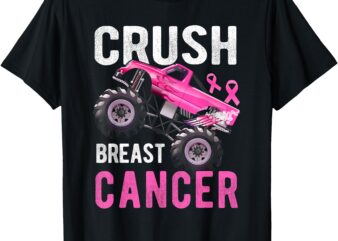 Monster Truck Pink Breast Cancer Awareness Kids Toddler Boys T-Shirt