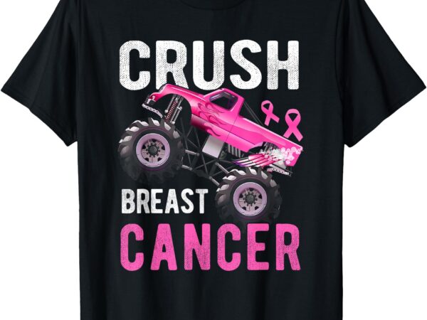 Monster truck pink breast cancer awareness kids toddler boys t-shirt