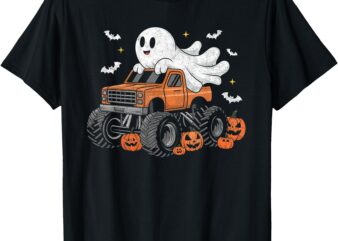 Monster Truck Shirt Boy Kids Ghost Pumpkin Halloween Costume T-Shirt