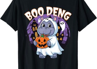 Moo Deng Baby Hippo Boo Deng Long for Halloween Moo Deng T-Shirt