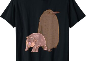 Moo Deng Baby Hippo and Baby Penguin Pesto T-Shirt