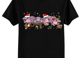 Moo Deng Baby Pygmy Hippo Christmas Costume Shirt ltsp t shirt designs for sale