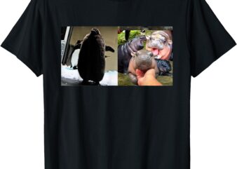 Moo Deng Hippo and Baby Penguin Pesto T-Shirt