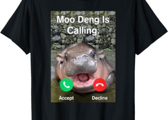 Moo Deng Is Calling Meme Funny Vintage Little Hippo T-Shirt