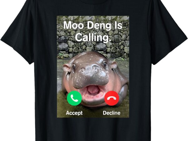 Moo deng is calling meme funny vintage little hippo t-shirt