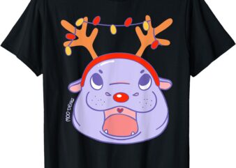 Moo Deng Reindeer Christmas Xmas Cute Zoo Safari Santa Men T-Shirt