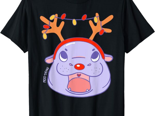 Moo deng reindeer christmas xmas cute zoo safari santa men t-shirt