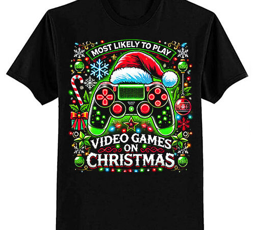 Most likely to play video games on christmas santa boys mens t-shirt ltsp