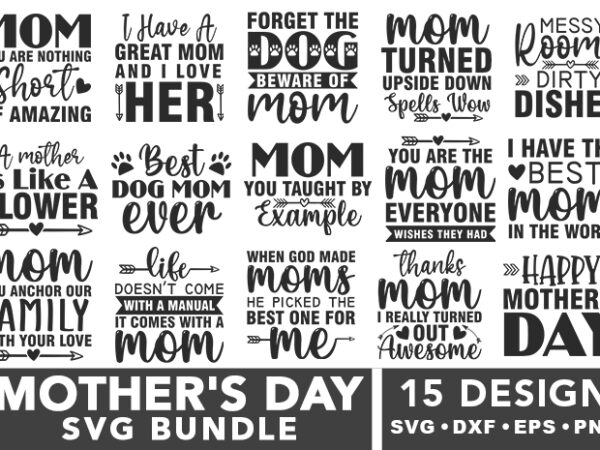 Mother’s day svg bundle t shirt designs for sale