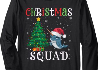 Narwhal Squad Boys Girls Kids Christmas Tree Lights Long Sleeve T-Shirt