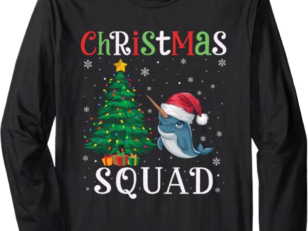 Narwhal squad boys girls kids christmas tree lights long sleeve t-shirt