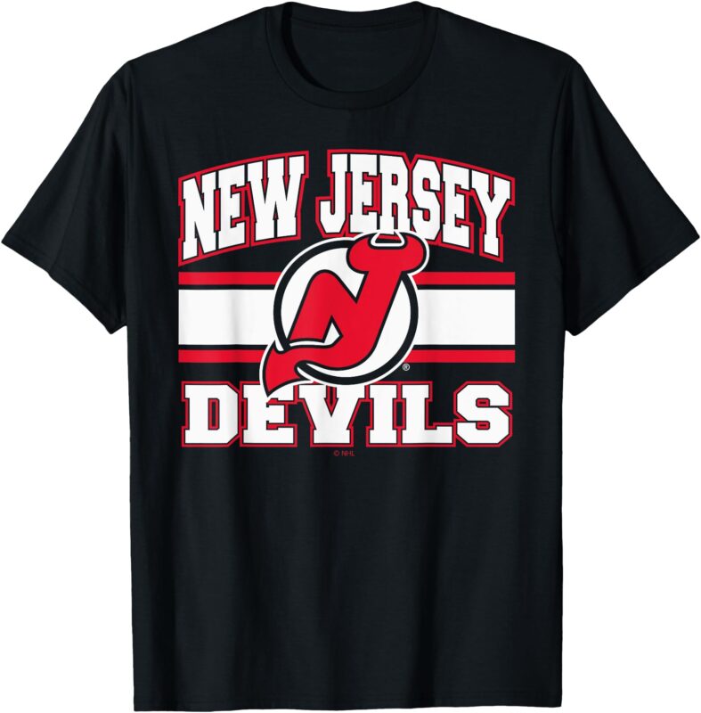 New Jersey Devils Stripe Black Officially Licensed T-Shirt