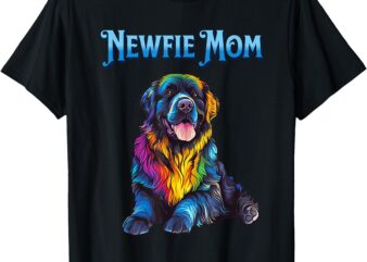 Newfoundland Newfie Dog Mom Vibrant Colorful Design T-Shirt