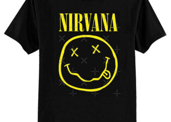 Nirvana Yellow Happy Face Rock Music Band Classic T-Shirt