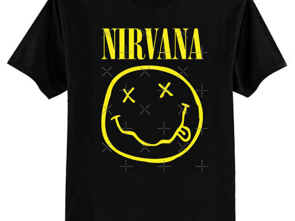 Nirvana yellow happy face rock music band classic t-shirt