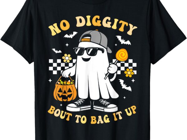 No diggity bout to bag it up boys kids retro ghost halloween t-shirt