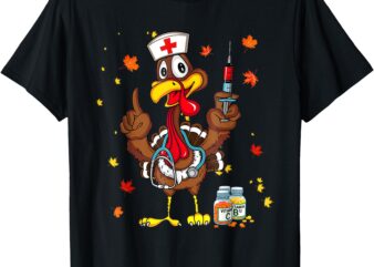 Nursing Thanksgiving Scrub Tops Turkey Nurse Holiday T-Shirt