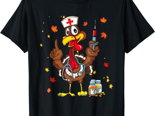 Nursing thanksgiving scrub tops turkey nurse holiday t-shirt