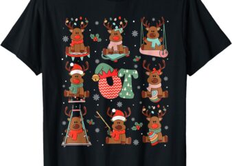 Occupational Therapy Christmas Reindeers OT OTA Retro T-Shirt