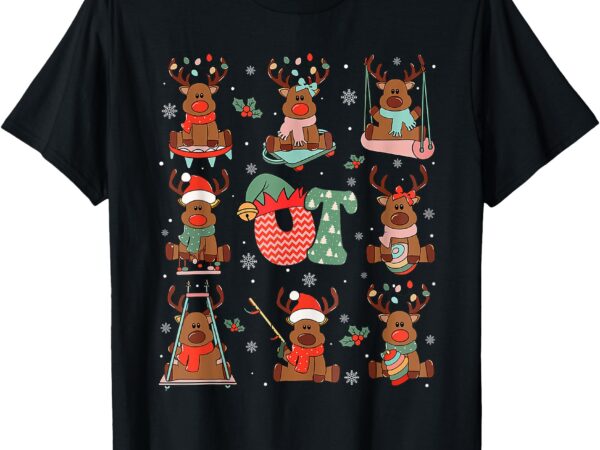 Occupational therapy christmas reindeers ot ota retro t-shirt