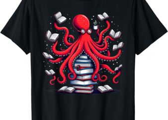 Octopus Reading Book Bookaholic Bookworm Reader T-Shirt