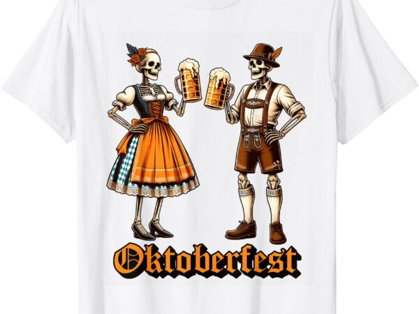 Oktoberfest beer germany skeleton drinking couple halloween t-shirt