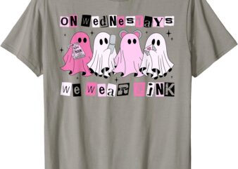 On Wednesday We Wear Cute Pink Ghost Halloween T-Shirt