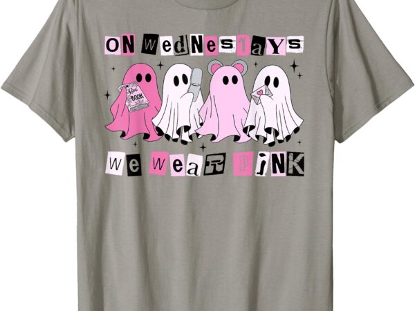 On wednesday we wear cute pink ghost halloween t-shirt