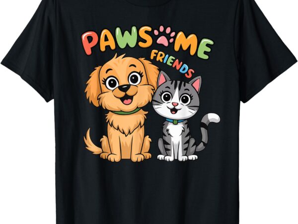 Pawsome friends a cat and a dog t-shirt