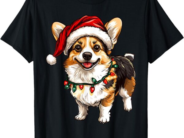 Pembroke welsh corgi santa christmas tree lights xmas t-shirt