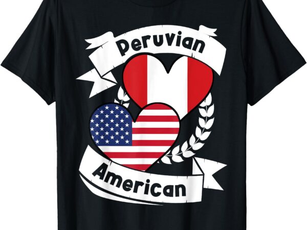 Peruvian american hearts usa flag peru flag t-shirt