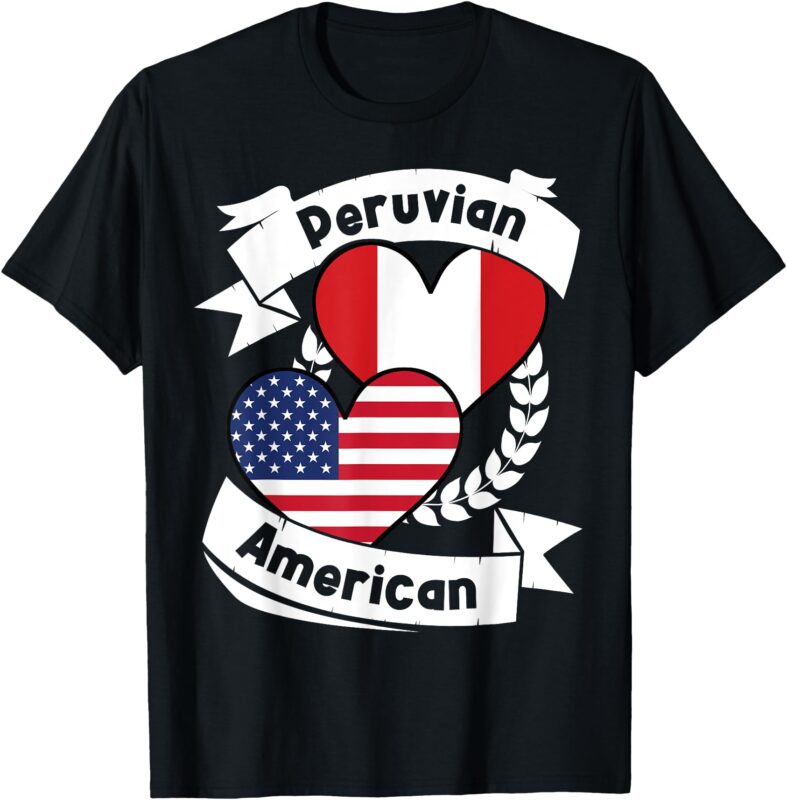 Peruvian American Hearts USA Flag Peru Flag T-Shirt