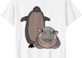 Pesto The Penguin And Moo Deng The Baby Hippo Funny T-Shirt