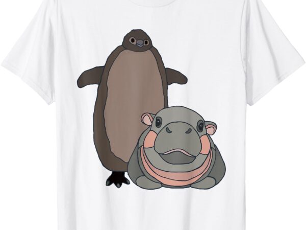 Pesto the penguin and moo deng the baby hippo funny t-shirt