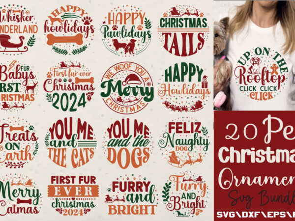 Pet christmas ornament t-shirt bundle pet christmas ornament svg bundle