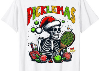 Pickleball Christmas Sekeleton Pickleball Players T-Shirt ltsp