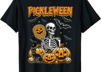 Pickleween Halloween Scary Sekeleton Pickleball Players T-Shirt