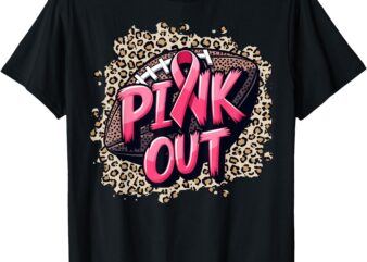 Pink Out American Football Leopard Tackle Breast Cancer 2024 T-Shirt