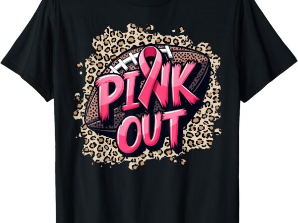 Pink out american football leopard tackle breast cancer 2024 t-shirt