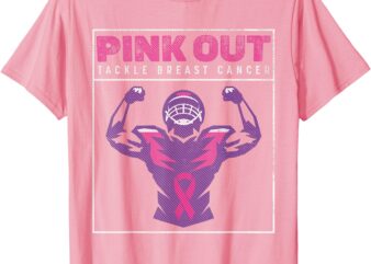 Pink Out Football Team Tackle Breast Cancer Awareness Month T-Shirt