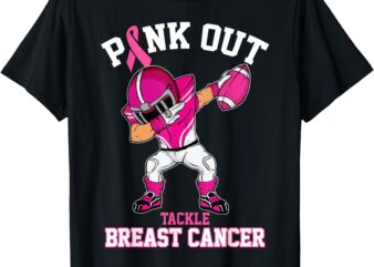 Pink Out Tackle Breast Cancer Awareness Dabbing Football T-Shirt