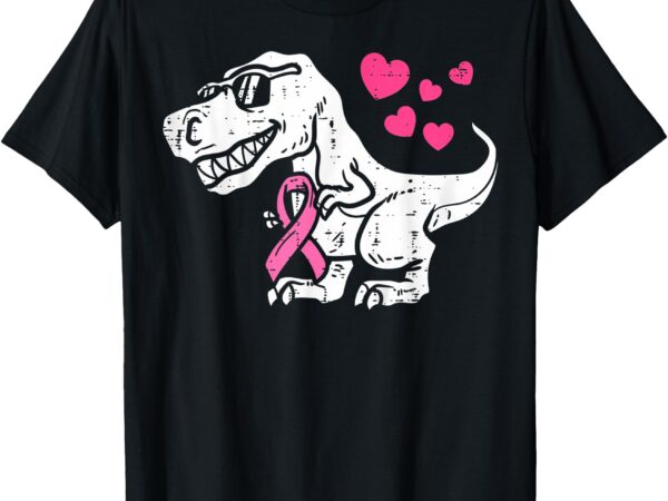 Pink ribbon t rex kids breast cancer awareness boys t-shirt